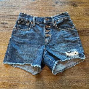 3/24$ Old Navy Girls Blue Distressed Button Fly Denim Jean Shorts size 8